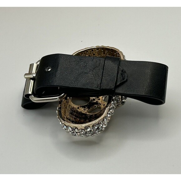 Clear Rhinestones Gold Tone Skull Bling Bling Wrist Buckle W/ Bracelet Strap - Picture 10 of 12